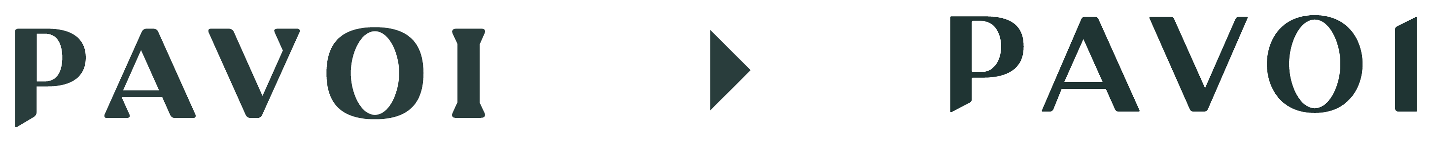 PAVOI wordmark before and after